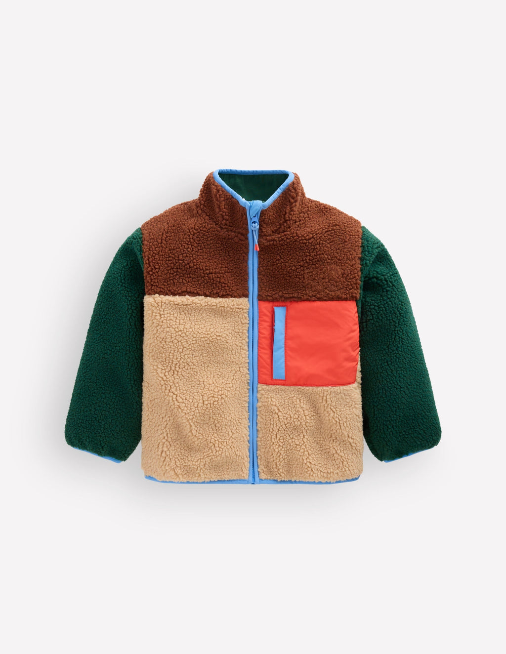 Cosy Borg Mix Jacket-Borg Colourblock