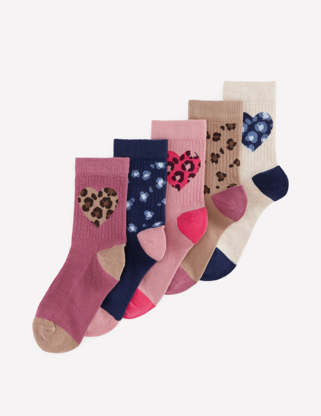 Girls 5-Pack Socks-Leopard