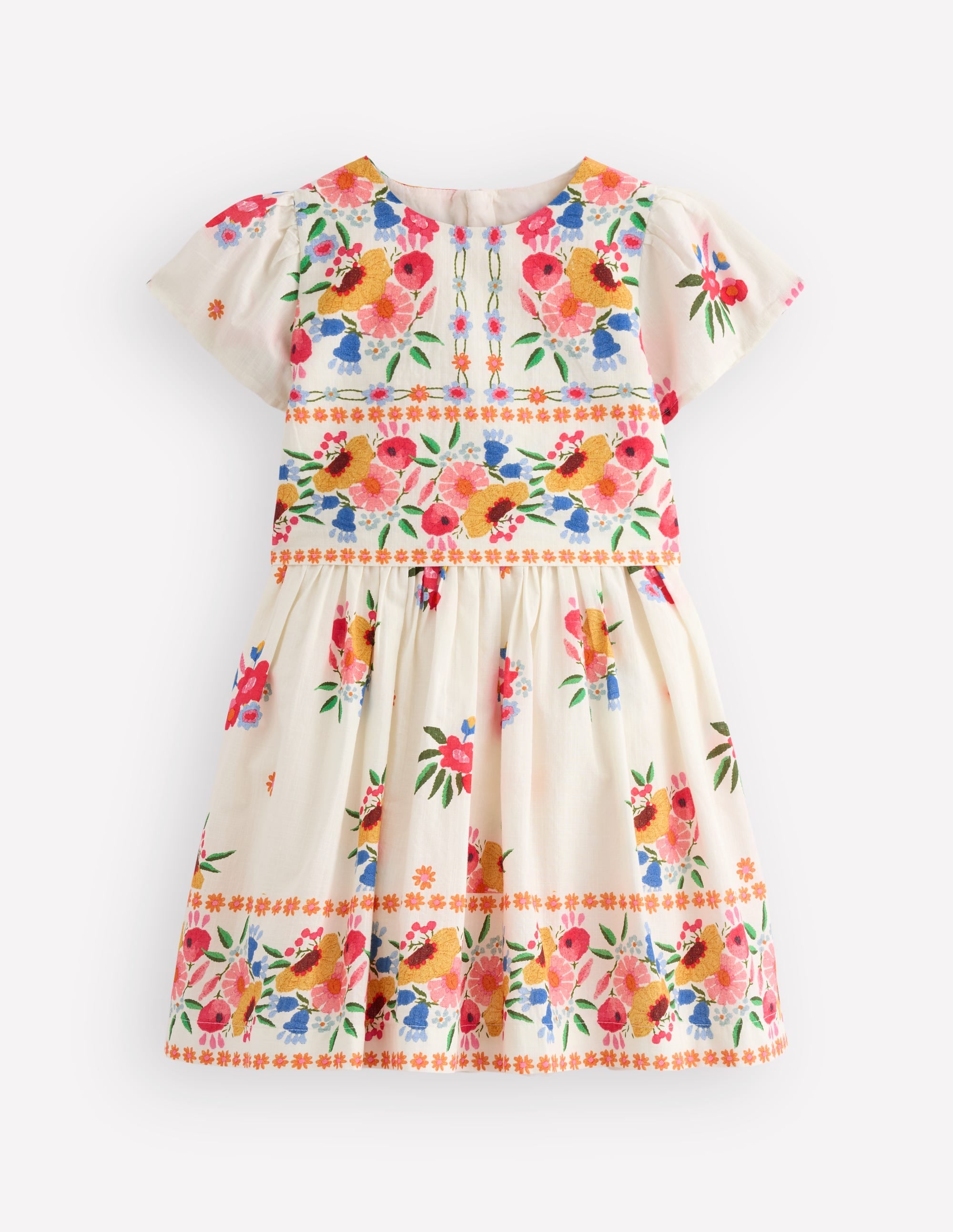 Pretty Cape Dress-Multi Vintage Floral Placement