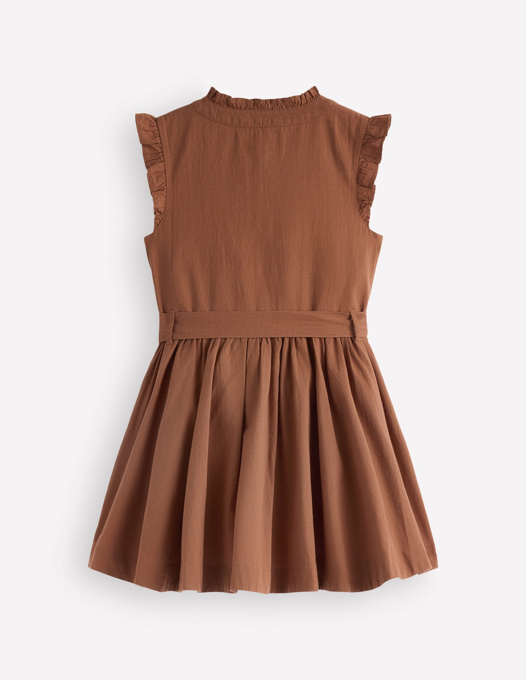 Ruffle Shirt Dress-Brown