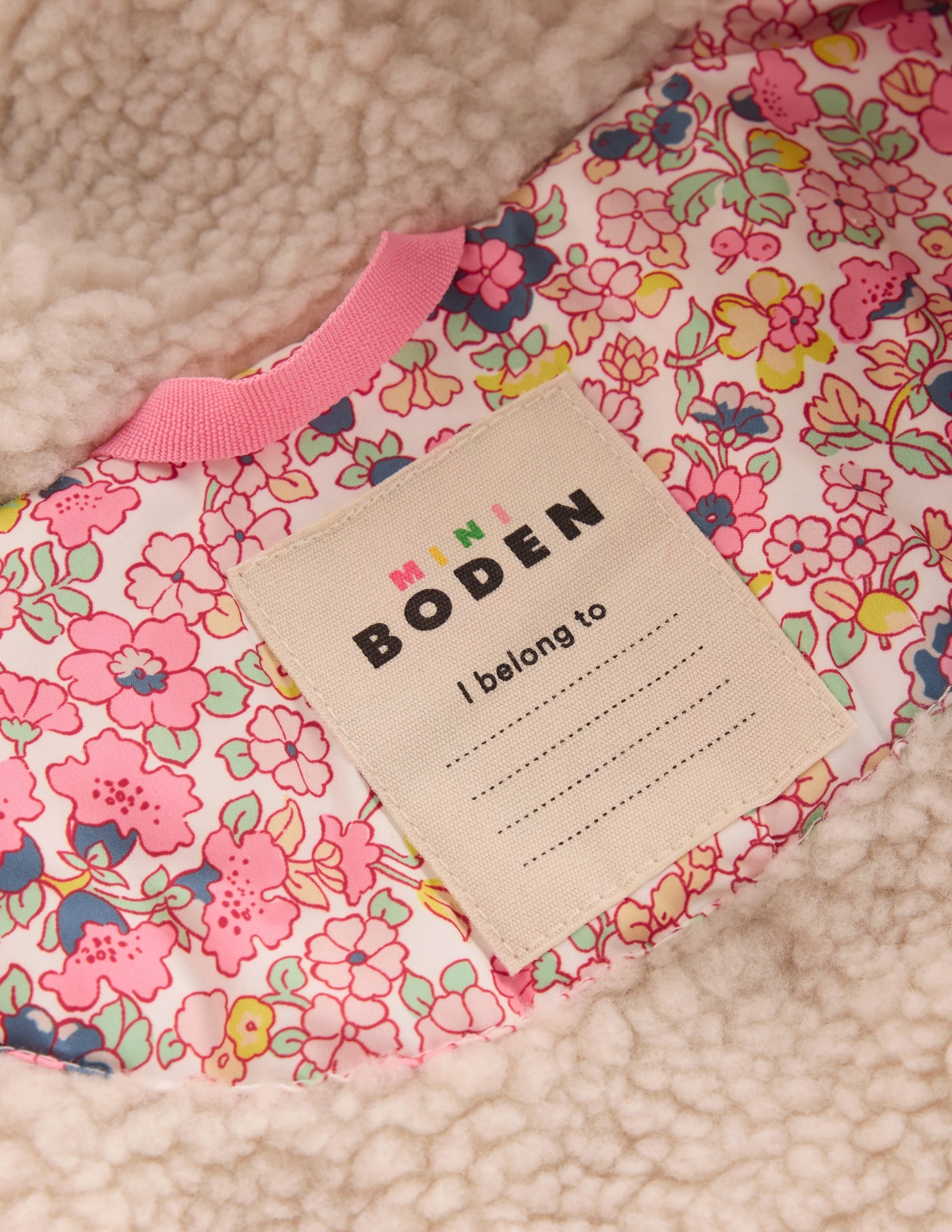 Borg Padded Jacket-Pink Flowerbed