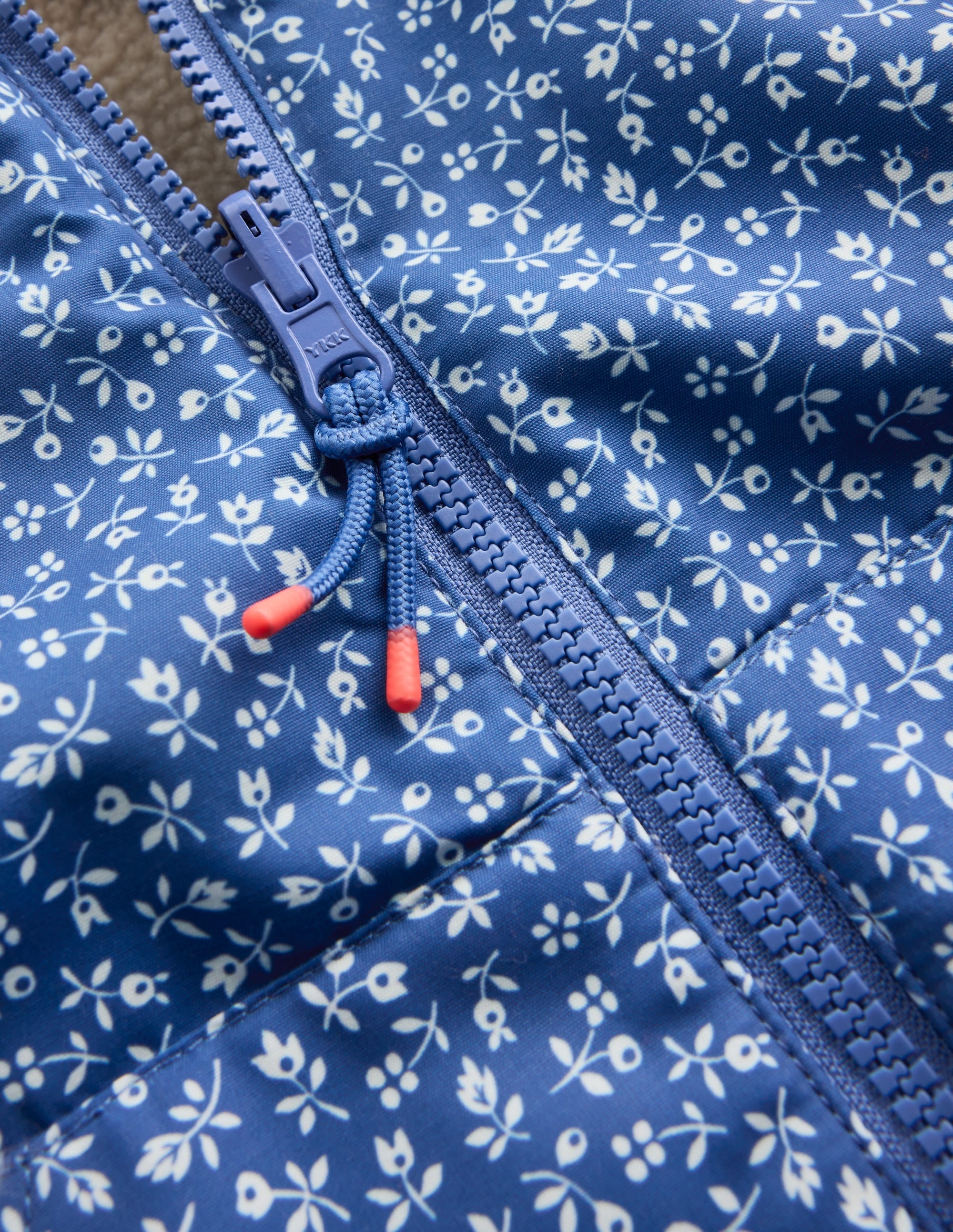 Reversible Borg Hooded Bomber-Bluejay Ditsy Floral