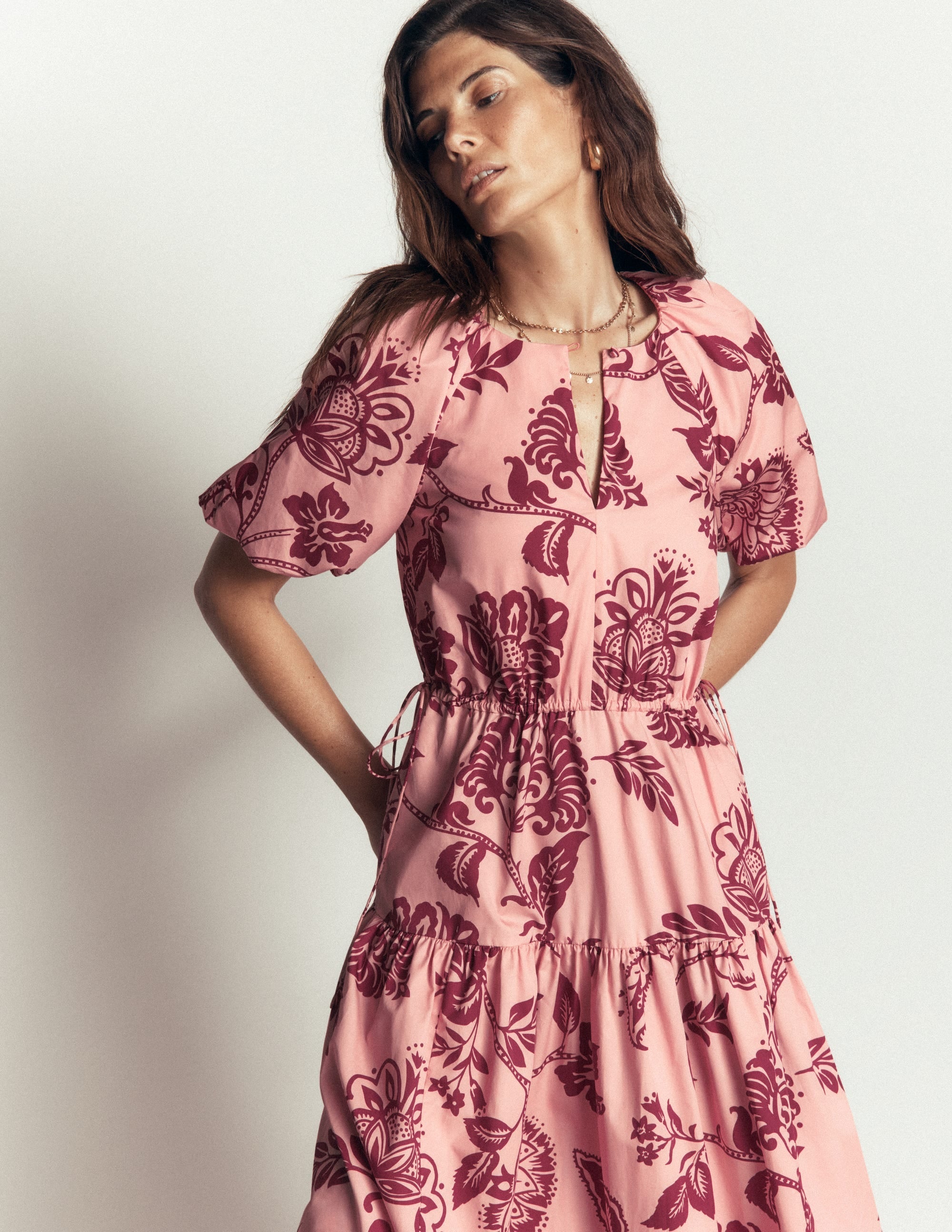 Draw Waist Fashion Dress-Chalf Pink, Planted Meadows