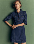 Fleur Denim Short Dress-Mid Vintage Denim