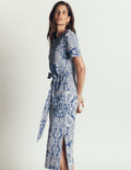Cary T-Shirt Jersey Dress-Lyons Blue, Arabesque Meadows