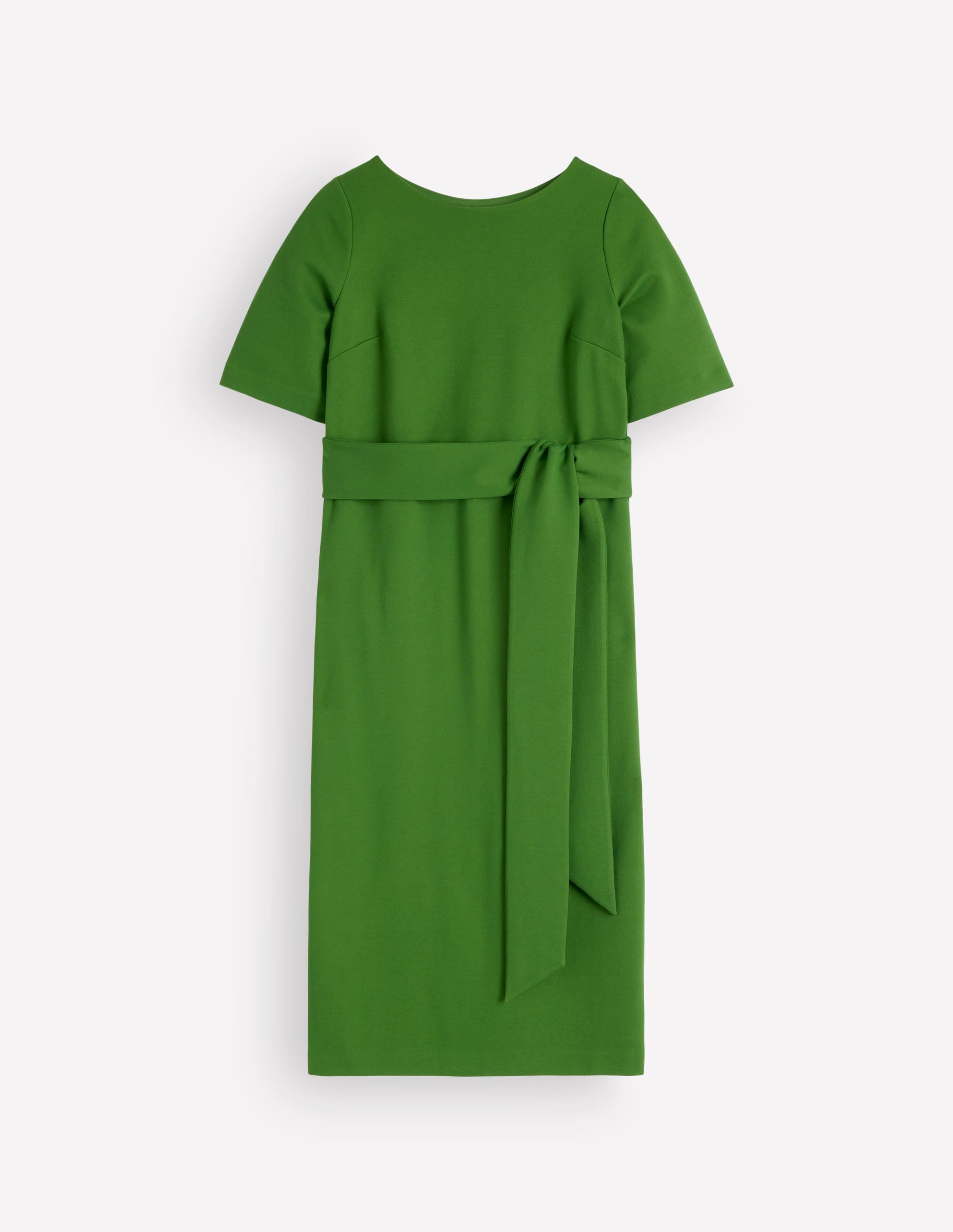 Belted Ponte Midi Dress-Promenade Green