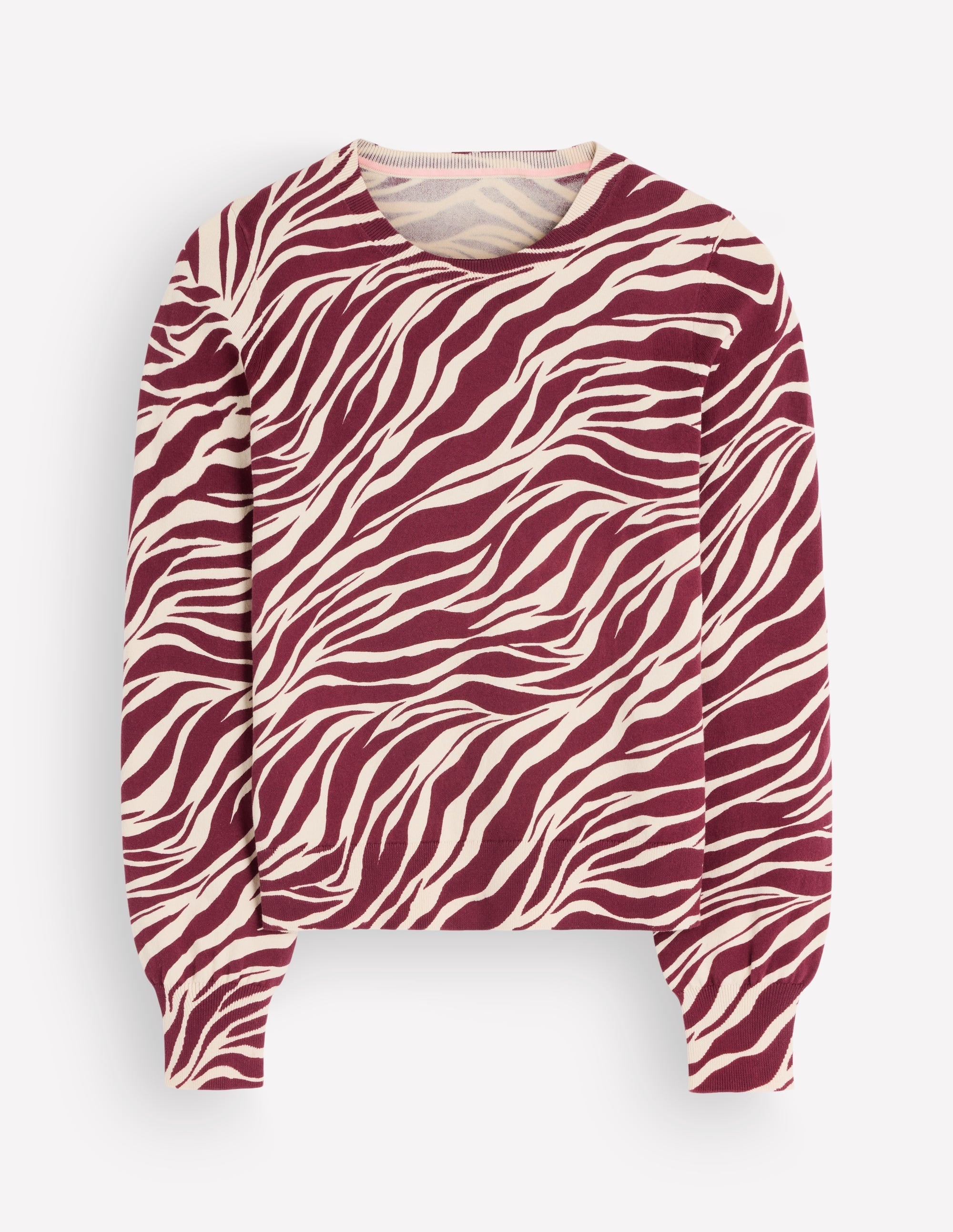 Camilla Cotton Crew Jumper-Chestnut, Zebra