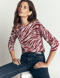 Camilla Cotton Crew Jumper-Chestnut, Zebra