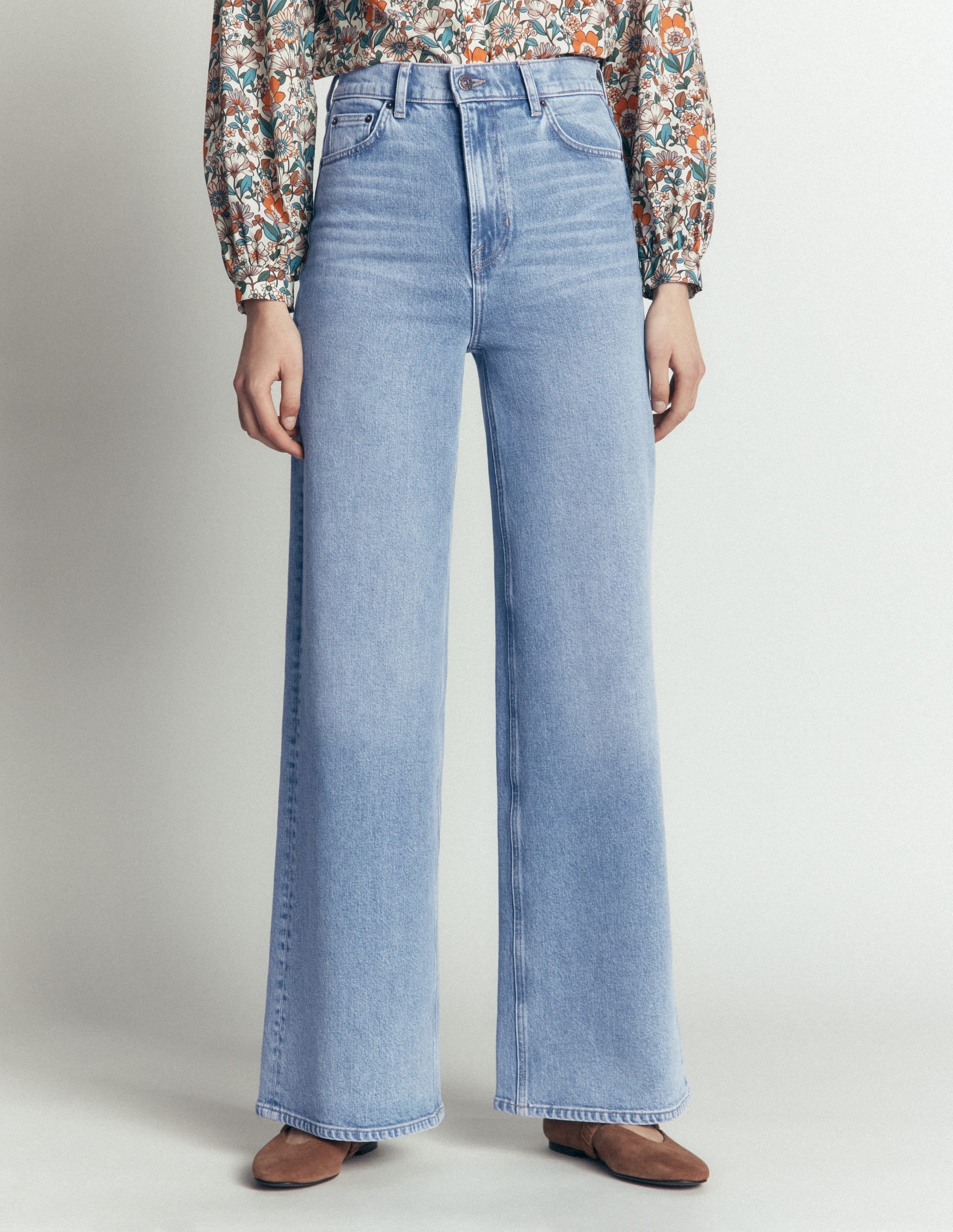 High Rise Wide Leg Jeans-Light Vintage