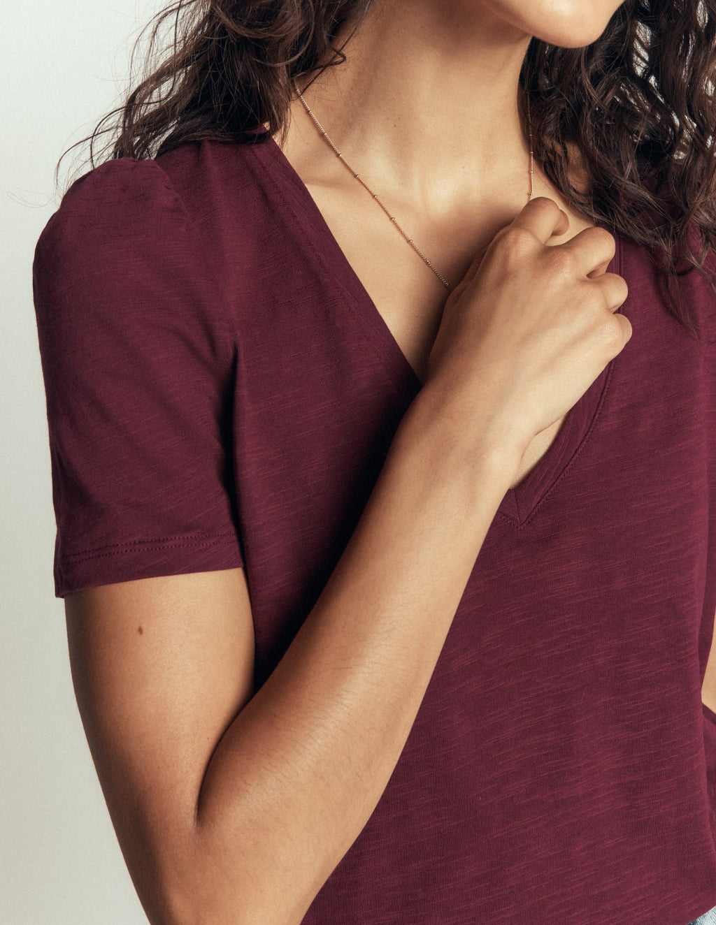 Sophie V-neck Slub T-shirt-Deep Wisteria