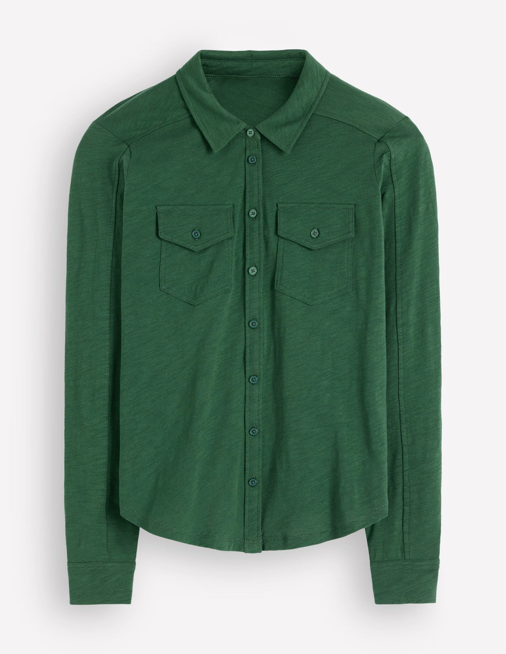 Seam Detail Jersey Shirt-Hunter Green
