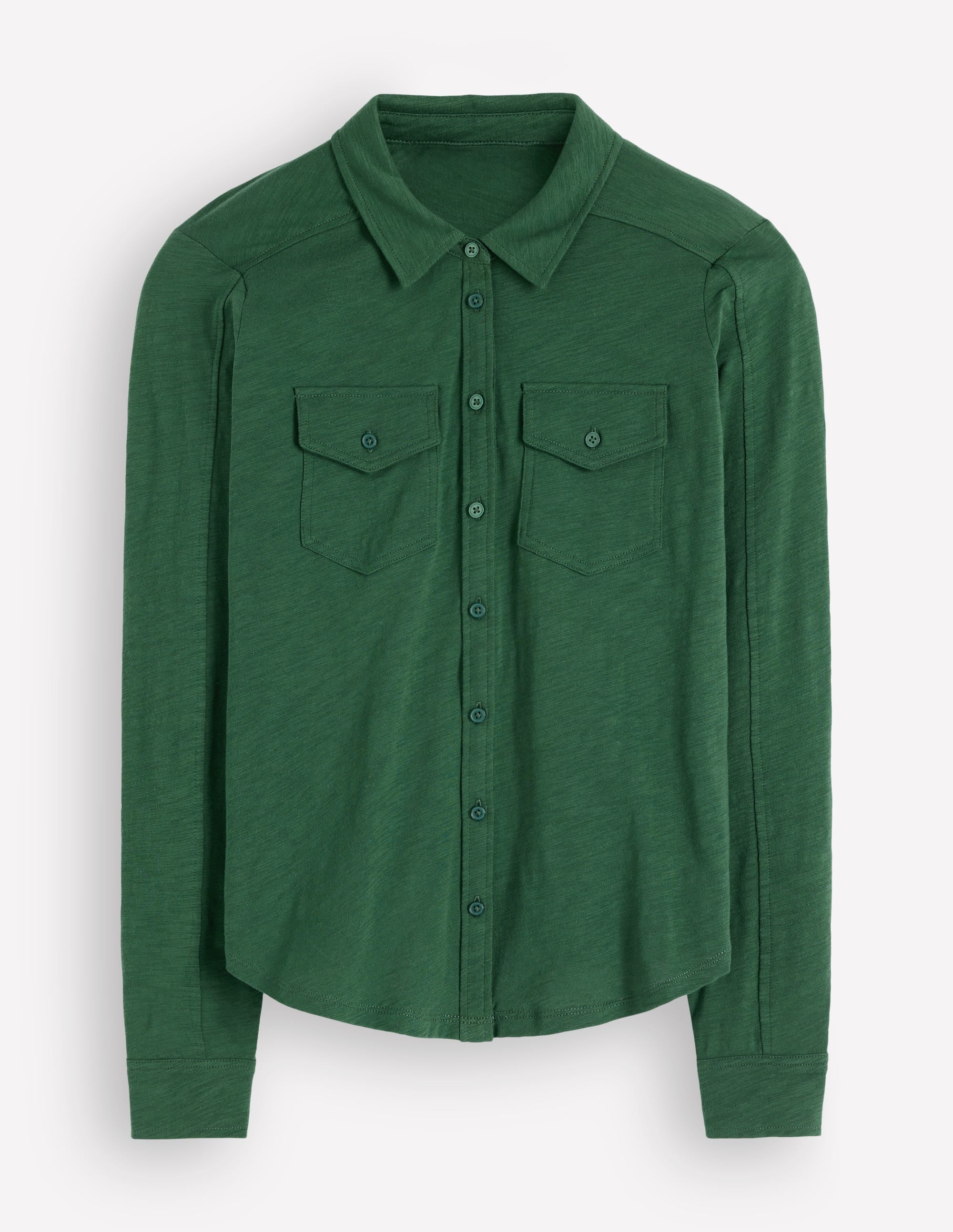Seam Detail Jersey Shirt-Hunter Green