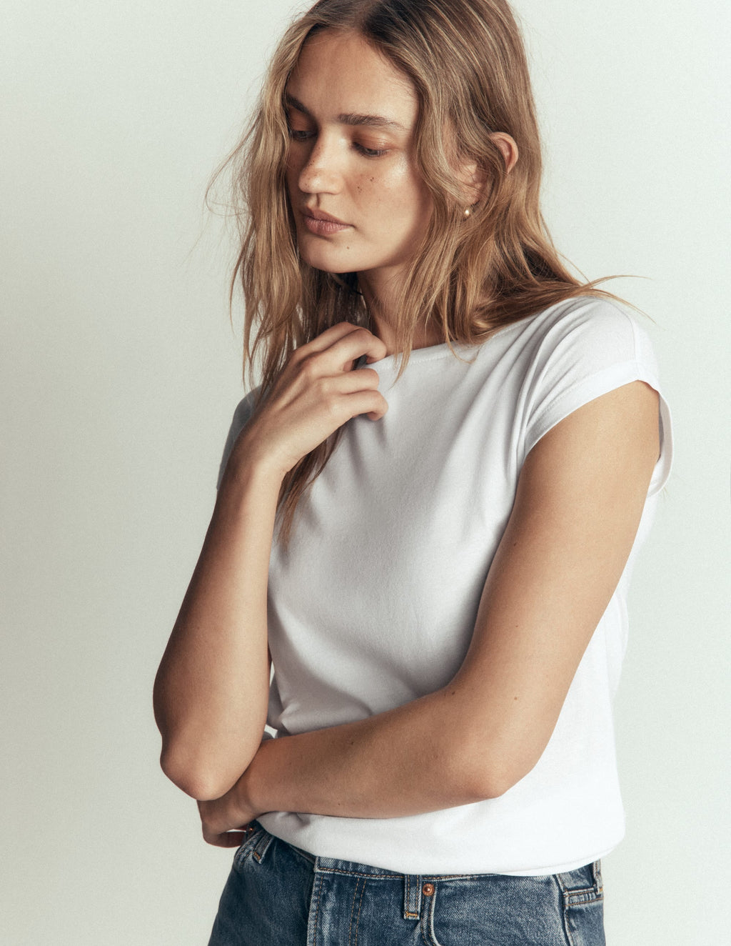 Supersoft Slash Neck T-Shirt-White