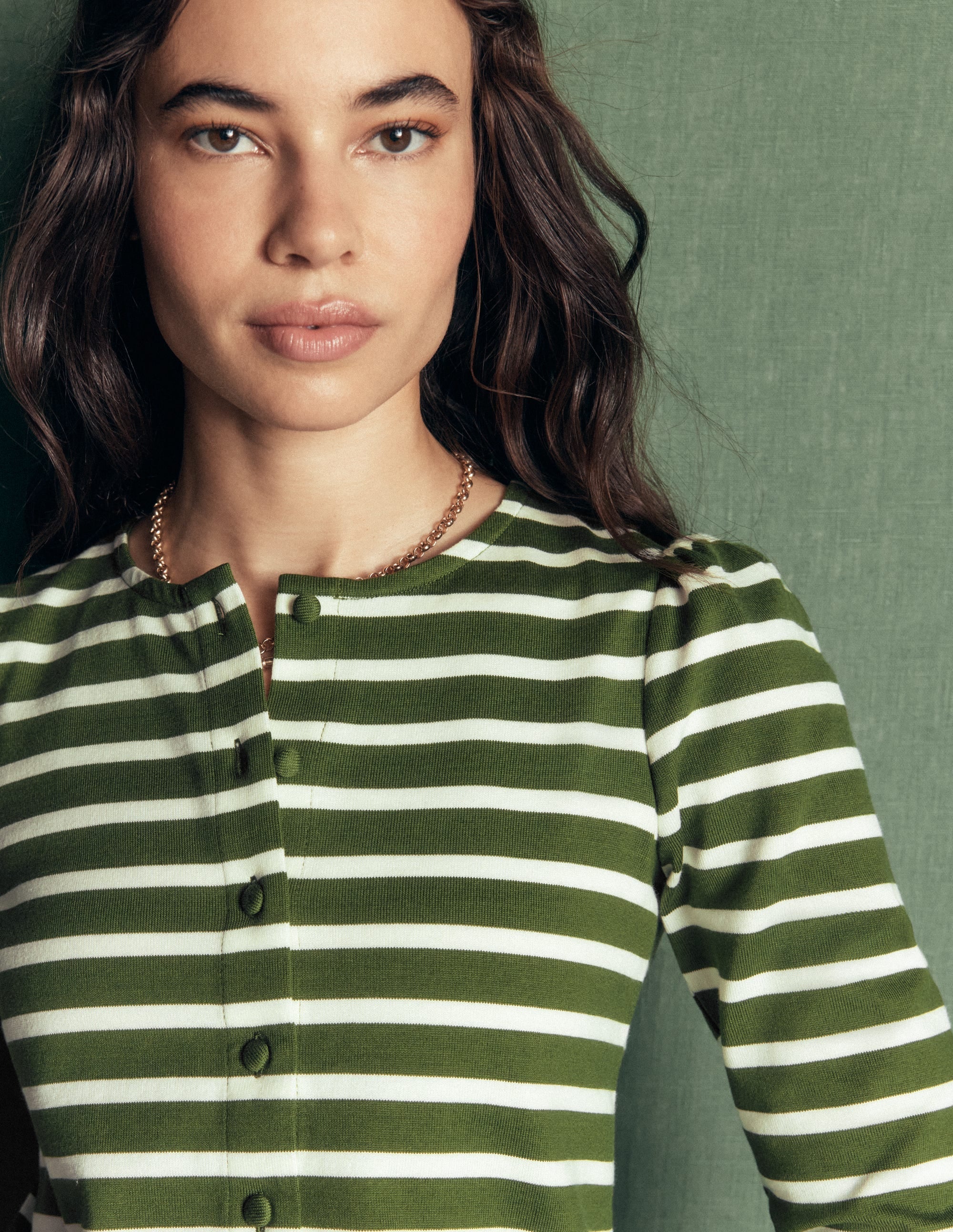 Iris Puff Sleeve Mariner-Chive/Ivory Stripe