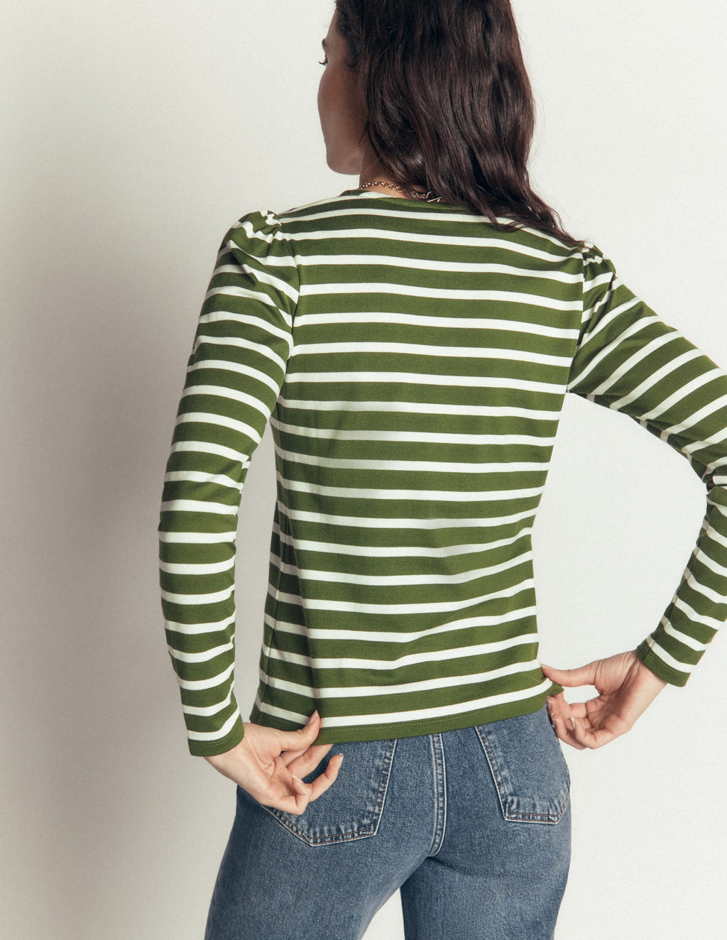 Iris Puff Sleeve Mariner-Chive/Ivory Stripe