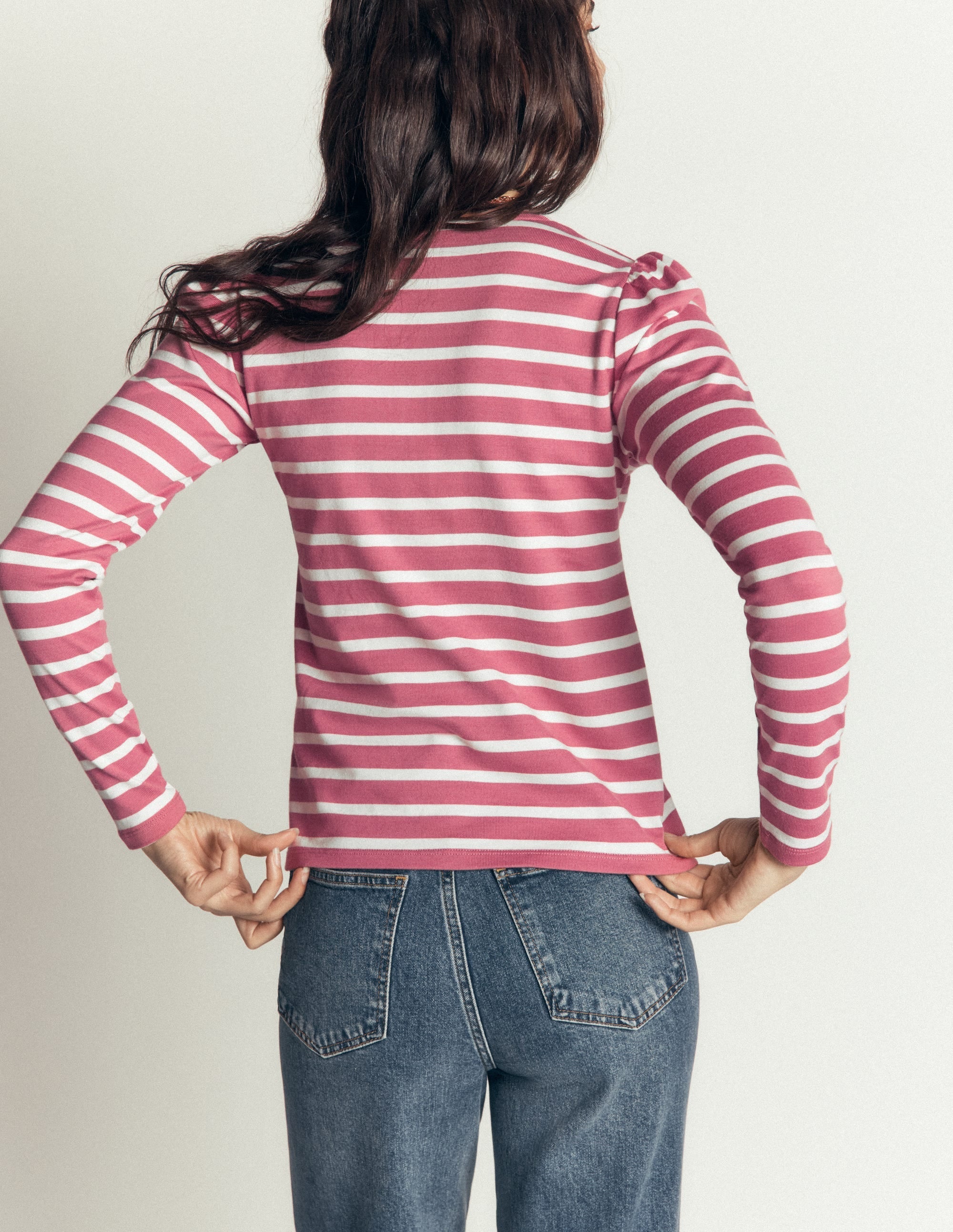 Iris Puff Sleeve Mariner-Heather Rose/ Ivory Stripe