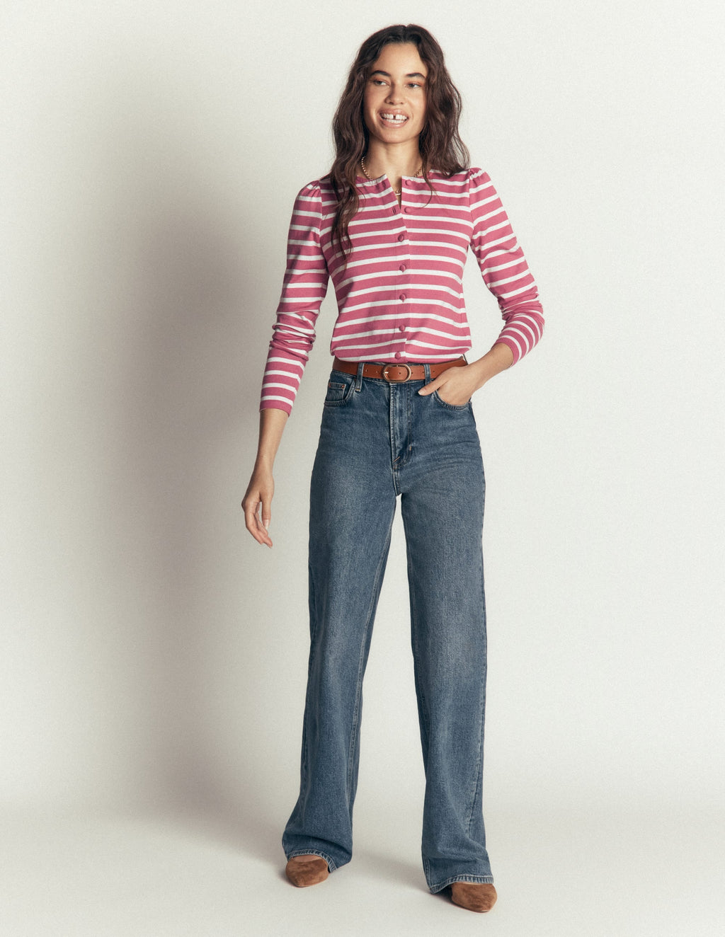 Iris Puff Sleeve Mariner-Heather Rose/ Ivory Stripe