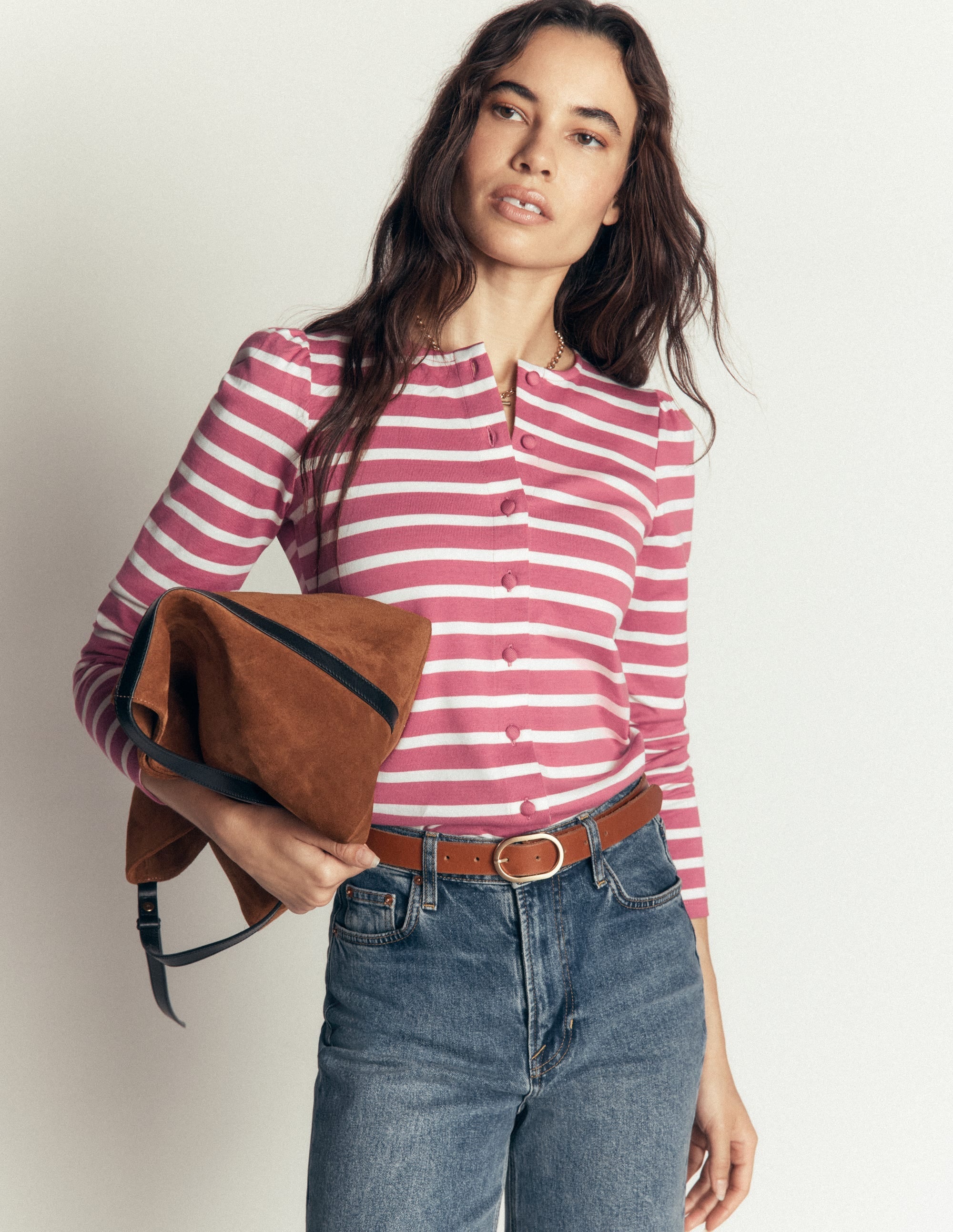 Iris Puff Sleeve Mariner-Heather Rose/ Ivory Stripe