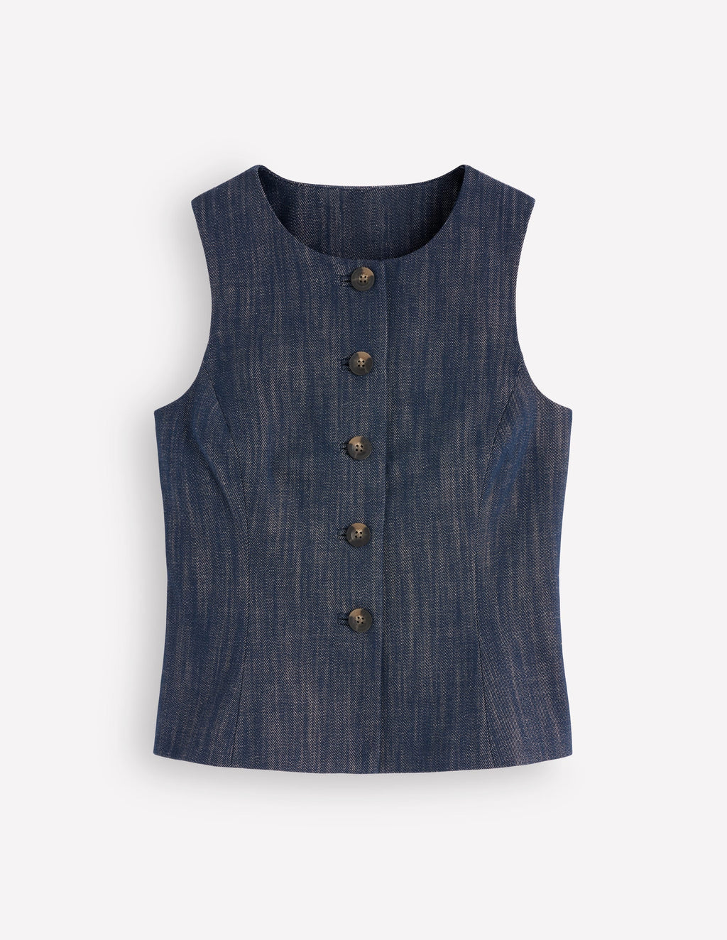 Denim Peplum Waistcoat-Indigo
